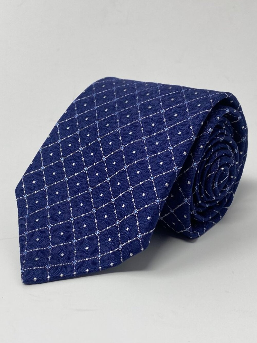 Brooks Brothers Tie Blue Geometric Silk Makers and Merchants USA Neck Tie NEW